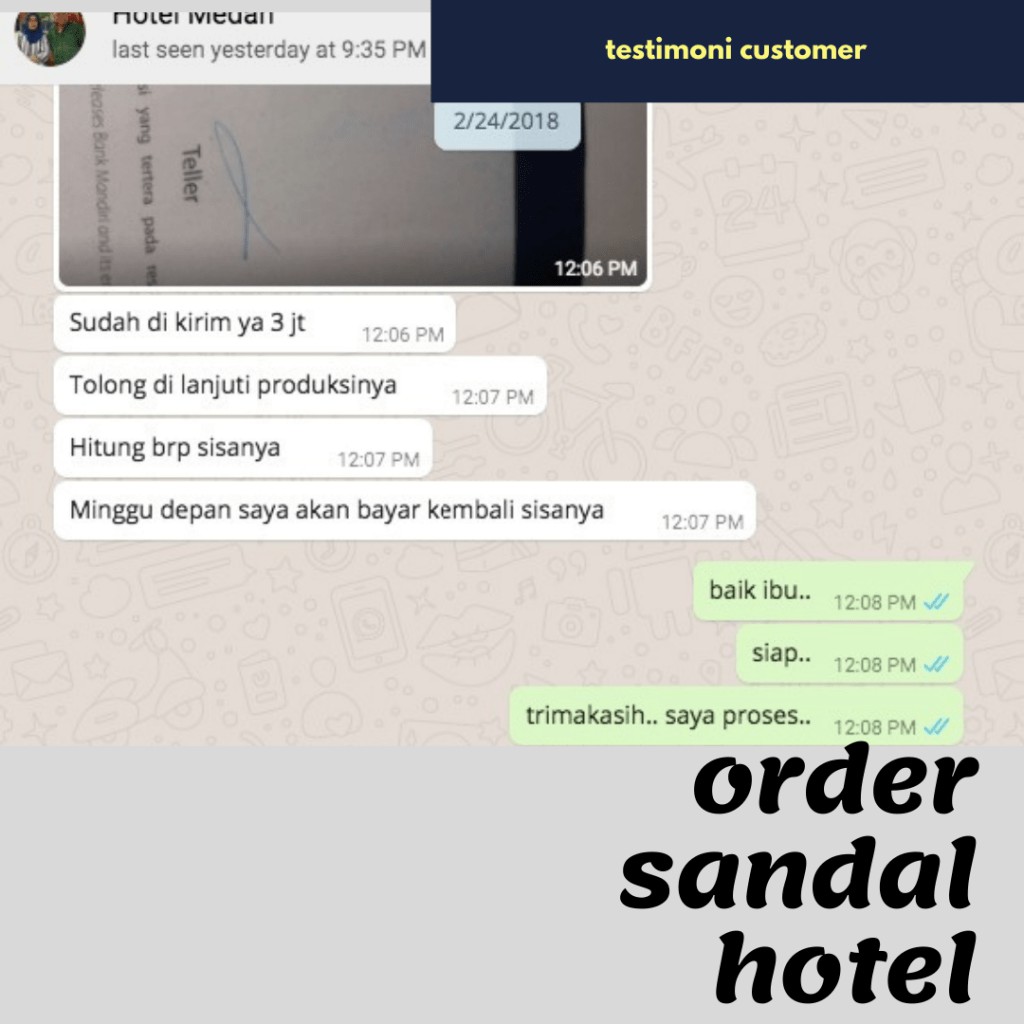 Testimoni Order Sandal Hotel