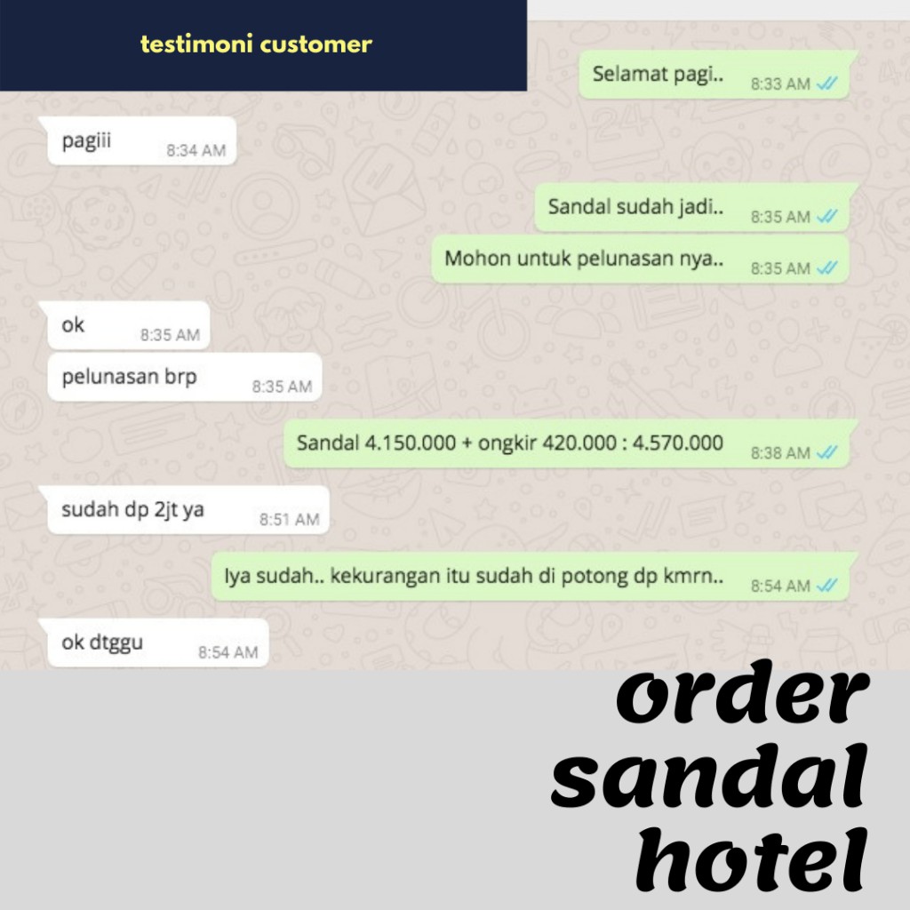 Testimoni Order Sandal Hotel